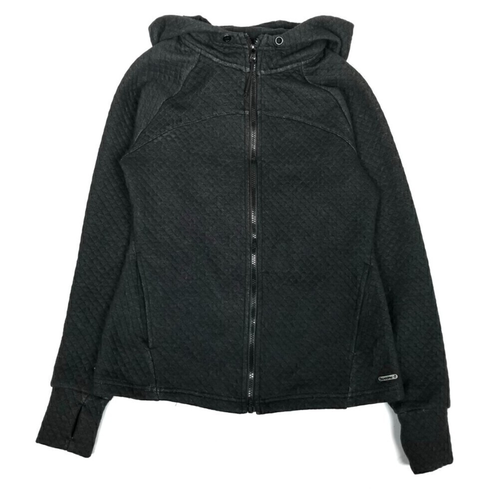 Bearpaw Outdoors Gray Quilted Hoodie Athleisure Gorpcore Womens Small Black